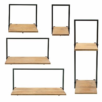 Sagebrook Home Chic Iron & Plywood Wall Shelves Set Of 5 - Modern Storage Decor