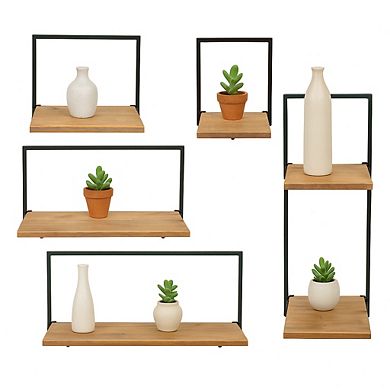 Sagebrook Home Chic Iron & Plywood Wall Shelves Set Of 5 - Modern Storage Decor
