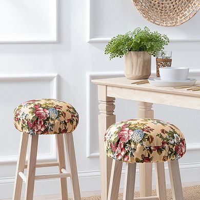 Floral Polyester Barstool Cover with Elastic Bottom for Secure Fit