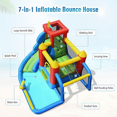 Costway Inflatable Bouncer Water Climb Slide Bounce House Splash Pool w/ Blower