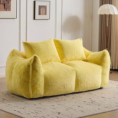 Whisen Giant Bean Bag Couch Ultra Soft Fluffy Loveseat Oversized Chase Lounge Chair with Pillows