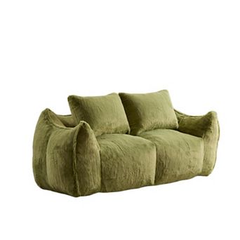 Whisen Giant Bean Bag Couch Ultra Soft Fluffy Loveseat Oversized Chase Lounge Chair with Pillows