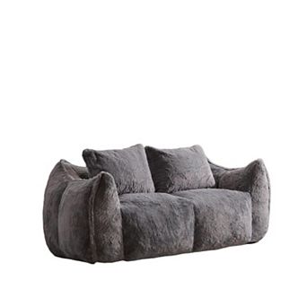 Whisen Giant Bean Bag Couch Ultra Soft Fluffy Loveseat Oversized Chase Lounge Chair with Pillows