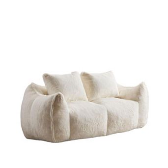 Whisen Giant Bean Bag Couch Ultra Soft Fluffy Loveseat Oversized Chase Lounge Chair with Pillows