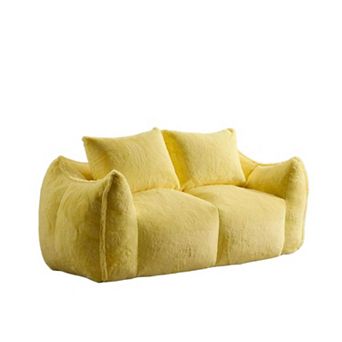 Whisen Giant Bean Bag Couch Ultra Soft Fluffy Loveseat Oversized Chase Lounge Chair with Pillows