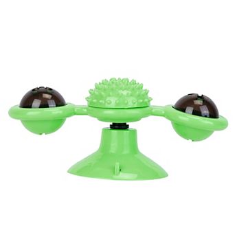 Windmill Cat Toy Interactive Turntable with Catnip, Light Ball, Tickle Brush & Wall Mount