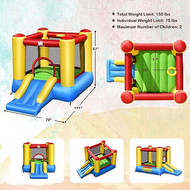 Costway Inflatable Bouncer Kids Slide Bounce House for Indoor Outdoor without Blower