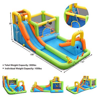 Costway Inflatable Water Slide Park Bounce House Splash Pool Without Blower