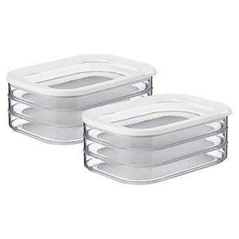2 pc Stackable Deli Meat Containers with Lids, Clear Food Storage Boxes for Fridge & Meal Prep