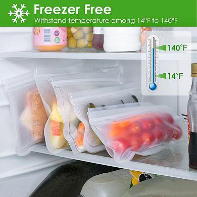 20Pcs Reusable Food Storage Bags, Leakproof, BPA-Free, Freezer Safe, Sandwich & Snack Bags