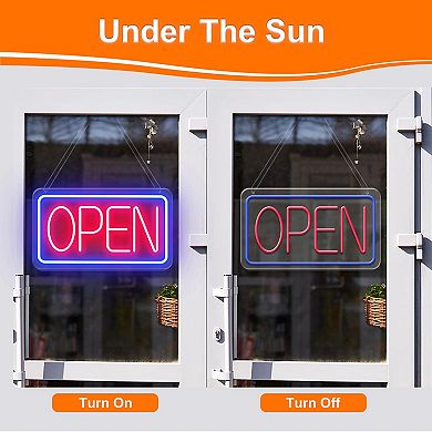 LED Open Sign 16.5x9.1in Neon Business Sign with 11 Brightness Levels, Adjustable Display