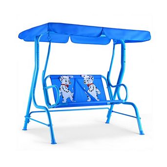 2-Seat Outdoor Kids Patio Swing Bench with Canopy