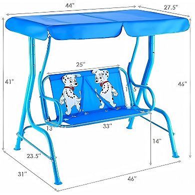 2-Seat Outdoor Kids Patio Swing Bench with Canopy