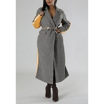 Color-block Plaid Coat