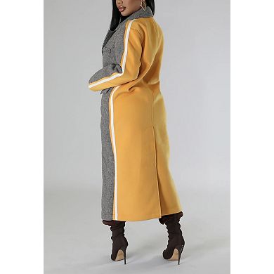 Color-block Plaid Coat