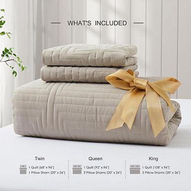 Fabibe Basket Weave Pattern Quilt Set