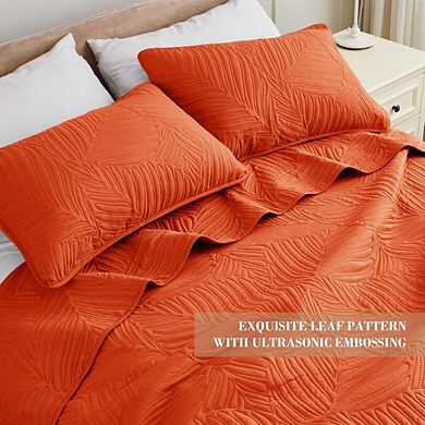 Fabibe Leaf Pattern Quilt Bedding Set