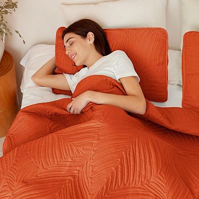 Fabibe Leaf Pattern Quilt Bedding Set