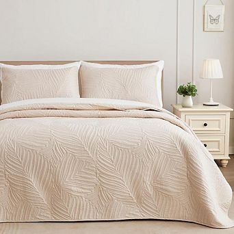 Fabibe Leaf Pattern Quilt Bedding Set