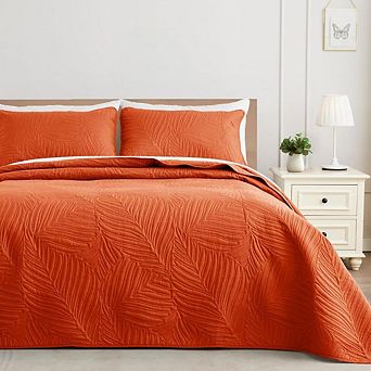 Fabibe Leaf Pattern Quilt Bedding Set