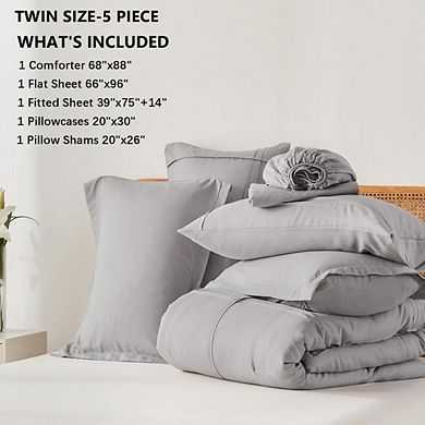 Fabibe Striped Textured Microfiber Comforter Set