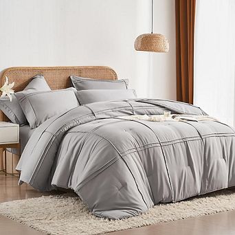 Fabibe Striped Textured Microfiber Comforter Set