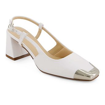Andrea Women's Slingback Square Toe Stilettos With Metal Tip 90667