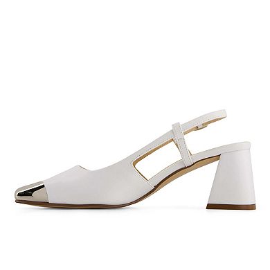 Andrea Women's Slingback Square Toe Stilettos With Metal Tip 90667