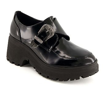 Andrea Women's Chunky Sole Heeled Patent Moccasins 90817