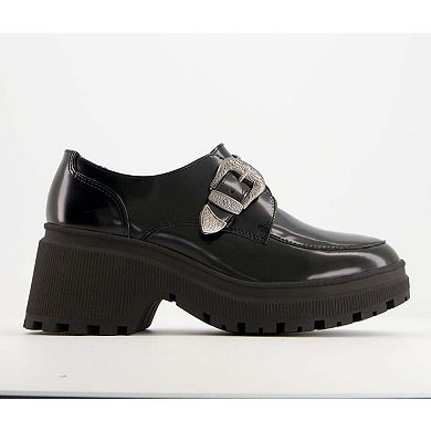 Andrea Women's Chunky Sole Heeled Patent Moccasins 90817