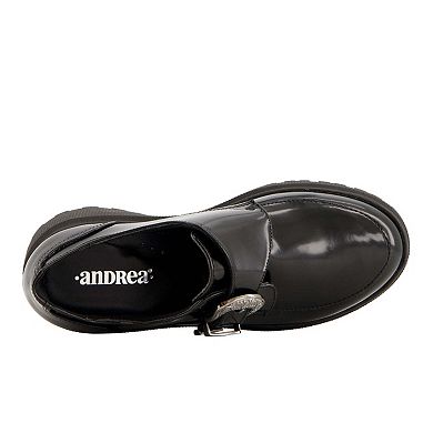 Andrea Women's Chunky Sole Heeled Patent Moccasins 90817