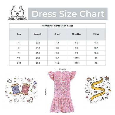Girls' Velvet Sequin Flutter Sleeve Drop Waist Dress