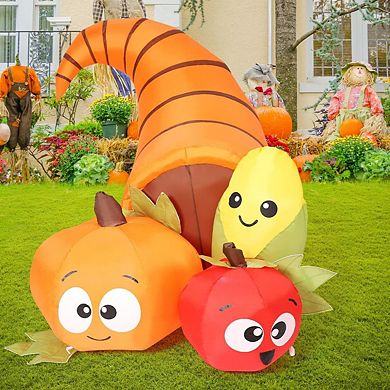 GOOSH 5.5 FT Long Thanksgiving Inflatables Fruit Combo with Built-in LEDs