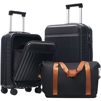 Luggage Set of 3 Spinner Wheels with USB Port and Handle Bag