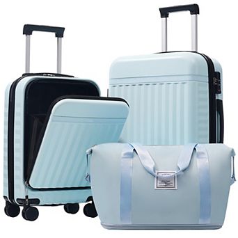 Luggage Set of 3 Spinner Wheels with USB Port and Handle Bag