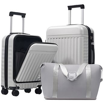Luggage Set of 3 Spinner Wheels with USB Port and Handle Bag