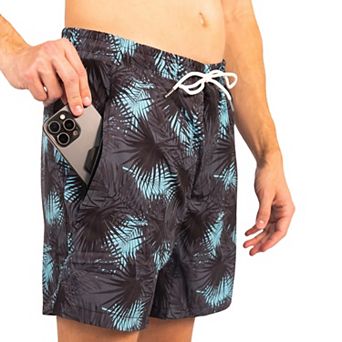 Waterproof swim shorts with a waterproof pocket