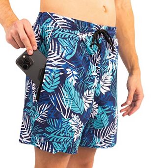 Waterproof swim shorts with a waterproof pocket