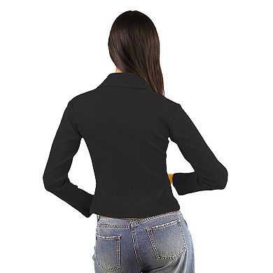 Artyska Women’s Ribbed Zip-Up Collared Long Sleeve Top