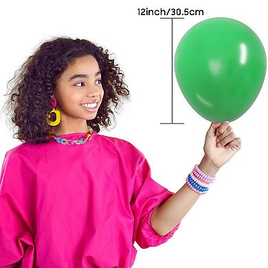 100Pcs Green 12 Inch Latex Balloons in Various Shades for Jungle Safari and Party Supplies