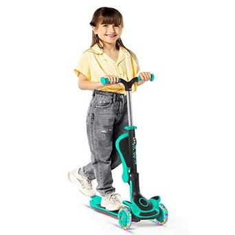 3 Wheel Kids Scooter with Foldable Seat, Adjustable Handlebar, LED Wheels, Anti-Slip Deck
