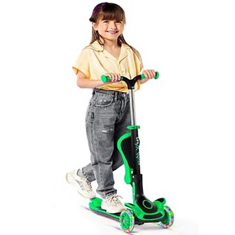 3 Wheel Kids Scooter with Foldable Seat, Adjustable Handlebar, LED Wheels, Anti-Slip Deck