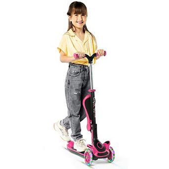 3 Wheel Kids Scooter with Foldable Seat, Adjustable Handlebar, LED Wheels, Anti-Slip Deck