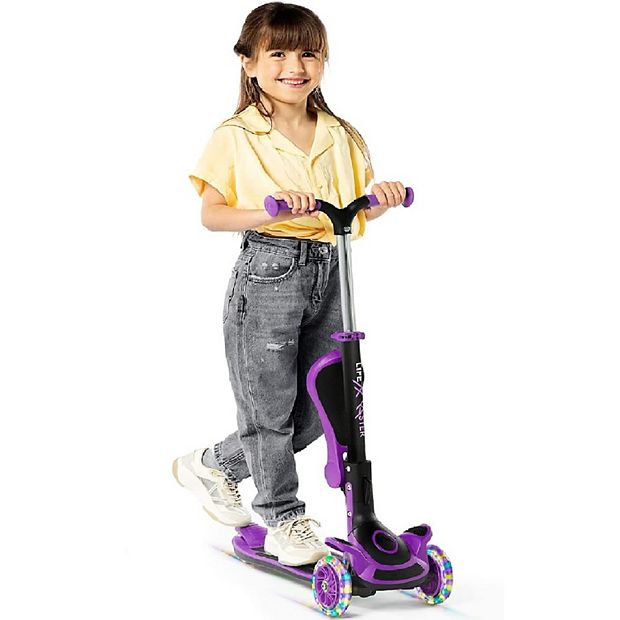 3 Wheel Kids Scooter with Foldable Seat, Adjustable Handlebar, LED
