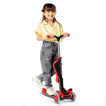 3 Wheel Kids Scooter with Foldable Seat, Adjustable Handlebar, LED Wheels, Anti-Slip Deck