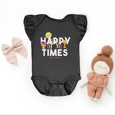 The Juniper Shop Mini Smiley Happy Times Flutter Sleeve Bodysuit