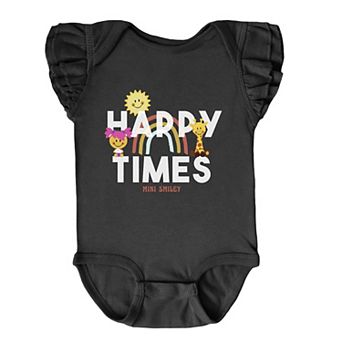 The Juniper Shop Mini Smiley Happy Times Flutter Sleeve Bodysuit