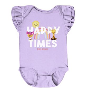 The Juniper Shop Mini Smiley Happy Times Flutter Sleeve Bodysuit