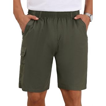 Men's Cargo Shorts Cotton Zipper Pockets Hiking Camping Short Pants