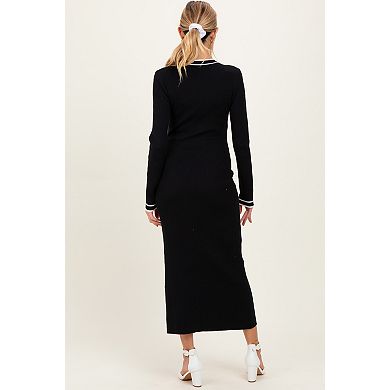 Maternity Tie Neck Sweater Midi Dress
